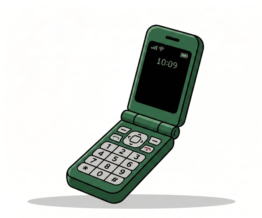 Cartoon green flip phone